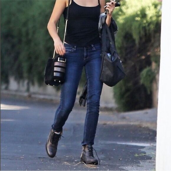 Paige Skyline Ankle Peg Skinny Jeans in Caswell Blue - Picture 3 of 10